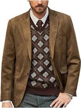 Paisley Lined Faux Suede 38R Classic Unisex Preppy Blazer